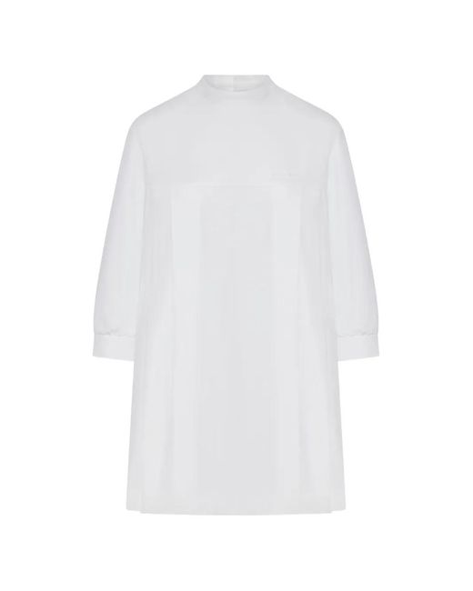 Miu Miu White Oversized High-Neck Cotton Blouse