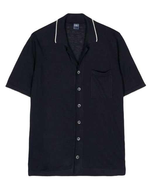 Fedeli Blue Jazz Fine-knit Shirt for men