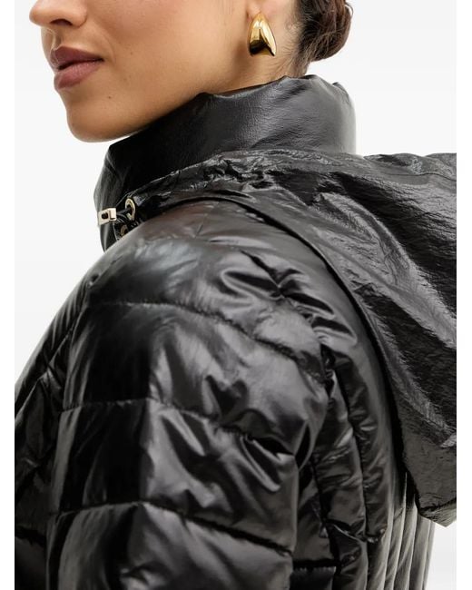 ARMANI EXCHANGE Black Funnel-Neck Quilted Jacket