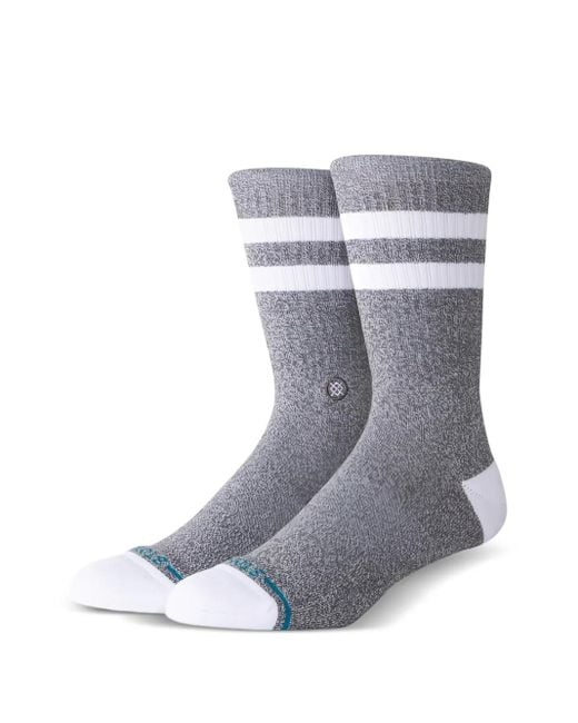 Stance Gray Stripe-Detail Crew Socks for men