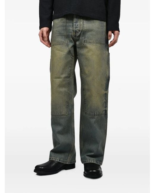 No Maintenance Gray Mud-Wash Double-Knee Jeans for men