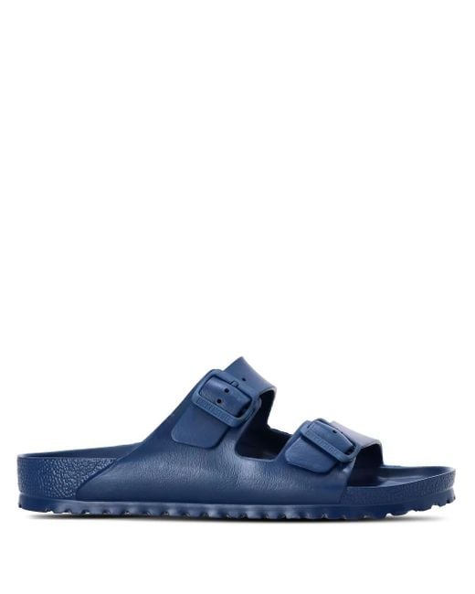 Birkenstock Blue Arizona Buckle-Detail Slides for men