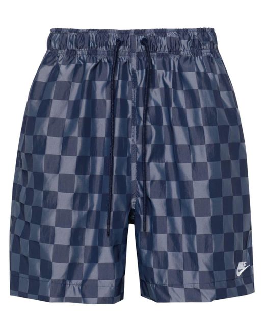 Nike Blue Flow Logo-embroidered Shorts for men