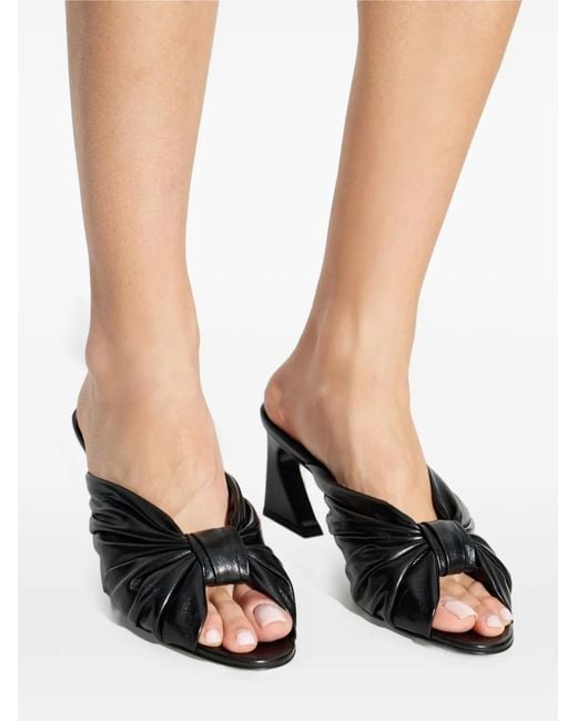 Fendi Black Arco Twisted-Upper Leather Sandals