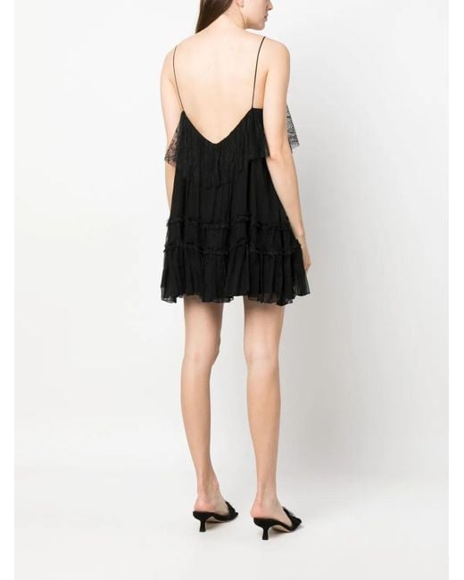 Nissa Black Sleeveless Silk Mini Dress