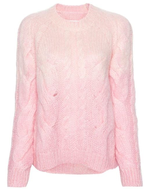 Maison Margiela Pink Ombré-Pullover mit Zopfmuster