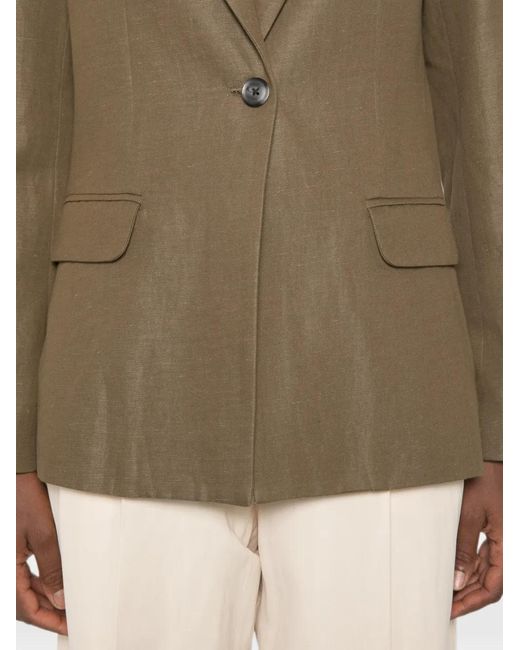 Samsøe & Samsøe Green Single-Breasted Notched-Lapels Cotton Blazer