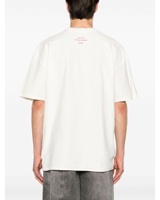 T-shirt en coton à slogan imprimé 1989 STUDIO pour homme en coloris White