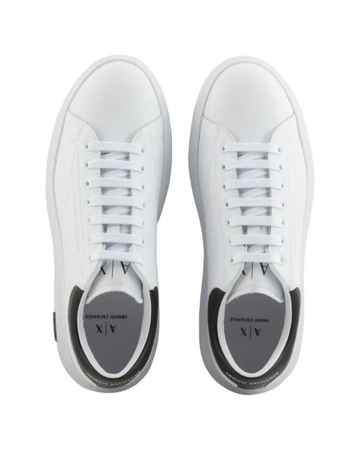 ARMANI EXCHANGE White Action Leather Sneakers for men