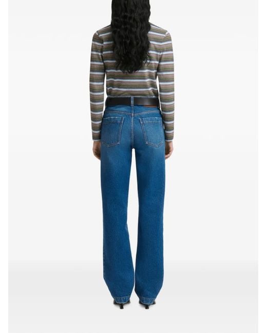 Marni Blue Logo-Patch Straight-Leg Jeans