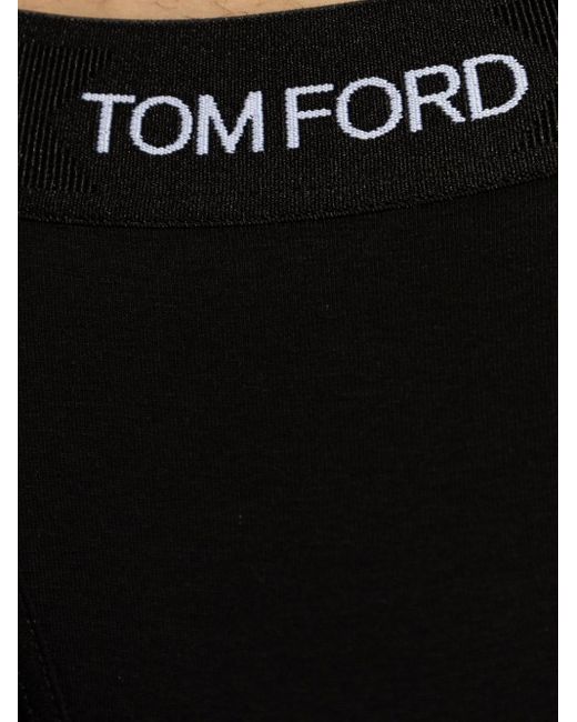 Tom Ford Black Logo-waistband Stretch-cotton Boxers (pack Of Two) for men