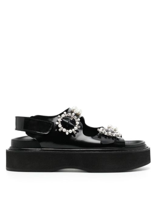 Simone Rocha Black Crystal-embellished Leather Sandals