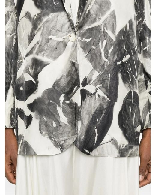 Alysi White Monopetto Floral Single-Breasted Jacket