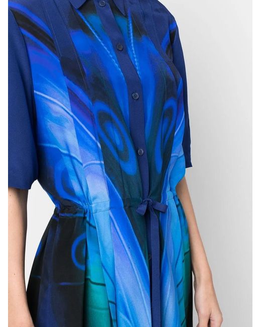 Alberta Ferretti Blue Abstract-Print Shirtdress