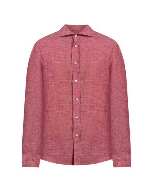 Brunello Cucinelli Pink Button-Down Linen Shirt for men