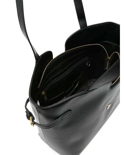 Just Cavalli Black Snake-Detail Tote Bag
