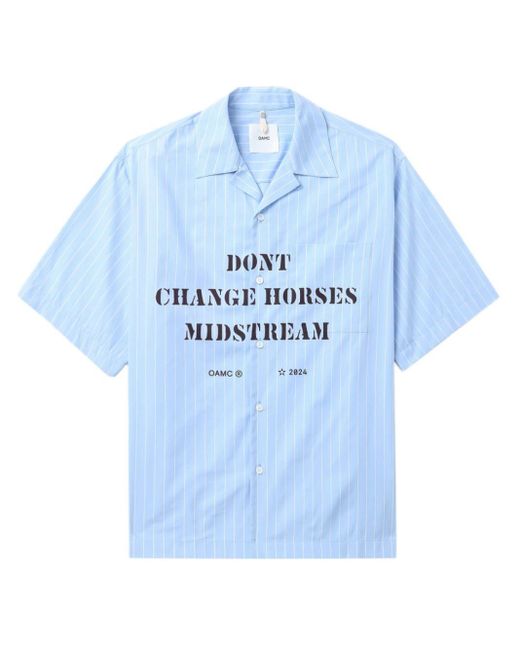 Chemise rayée à slogan imprimé OAMC pour homme en coloris Blue
