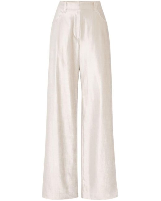 Brunello Cucinelli White Shimmer-finish Wide-leg Trousers