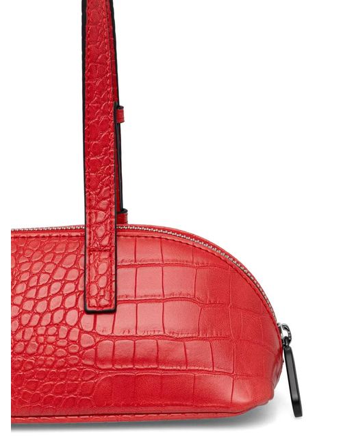 Karl Lagerfeld Red Croc-Effect Logo-Plaque Tote Bag