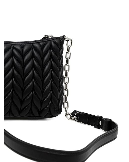 Karl Lagerfeld Black Gesteppte Umhängetasche mit Logo-Schild