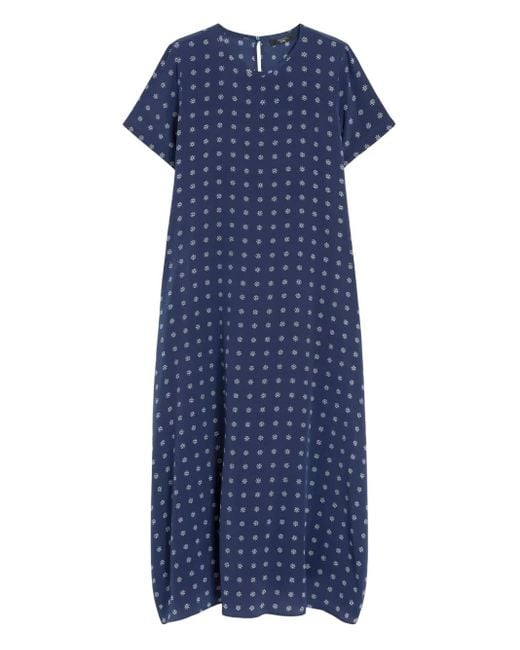 Weekend by Maxmara Blue Printed Silk Midi Dress