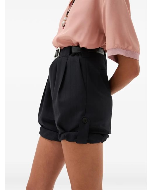 Versace Black Pinstripe Wool Formal Shorts