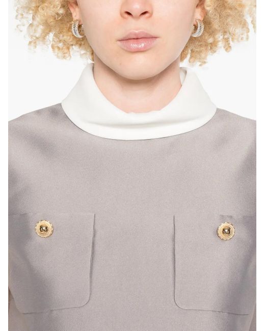 Self-Portrait Top Met Satijnen Afwerking in het Gray
