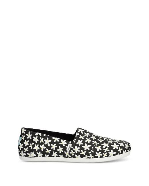 TOMS White Floral-Pattern Flat Espadrilles