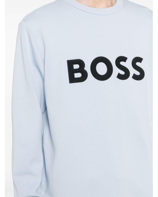 Pull en coton mélangé à logo imprimé Boss pour homme en coloris Gray
