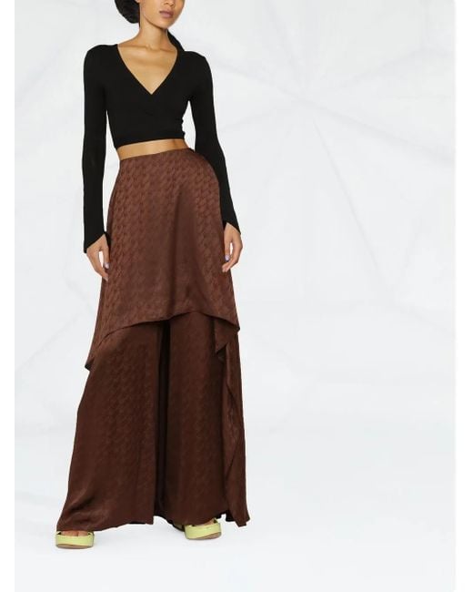 Fendi Brown Wide-Leg Monogram-Pattern Trousers