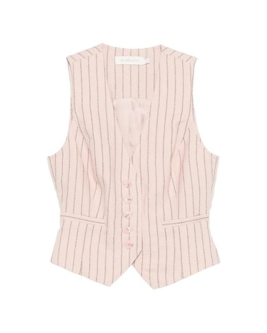 Zimmermann Pink Alchemy Striped Buttoned Waistcoat