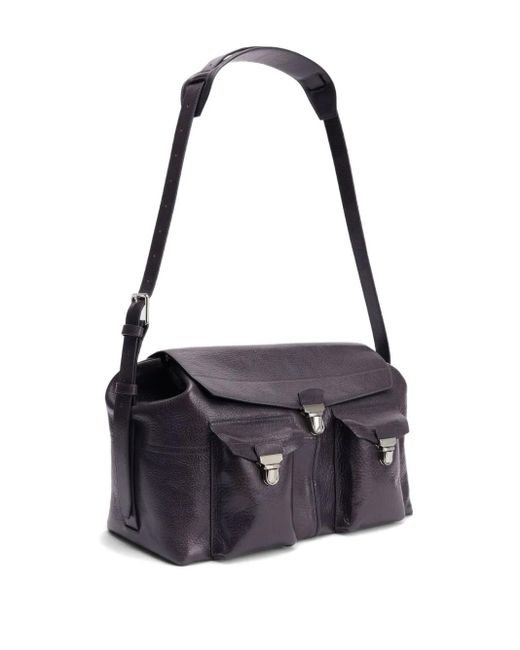 Lemaire Black Week-End Gear Leather Shoulder Bag