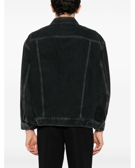 Veste en jean à effet usé Saint Laurent pour homme en coloris Black