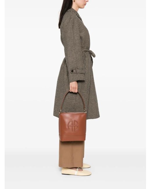 Anine Bing Brown Logo-Patch Tote Bag
