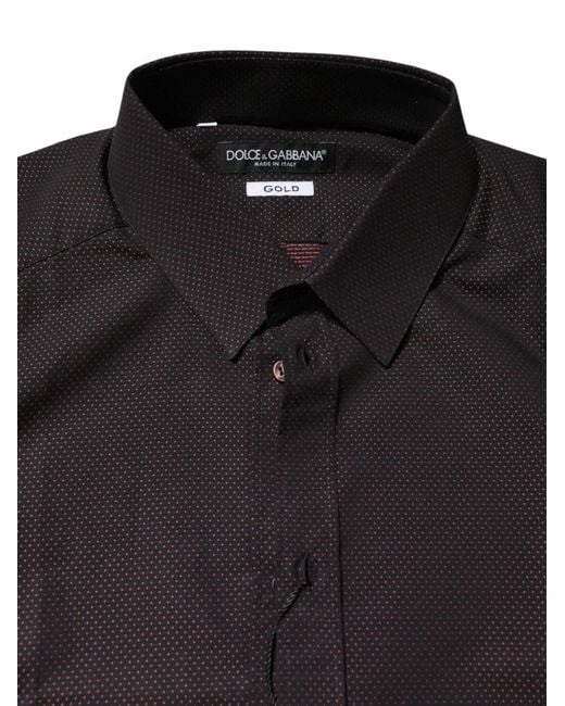 Dolce & Gabbana Black Dot-Pattern Long-Sleeve Shirt for men