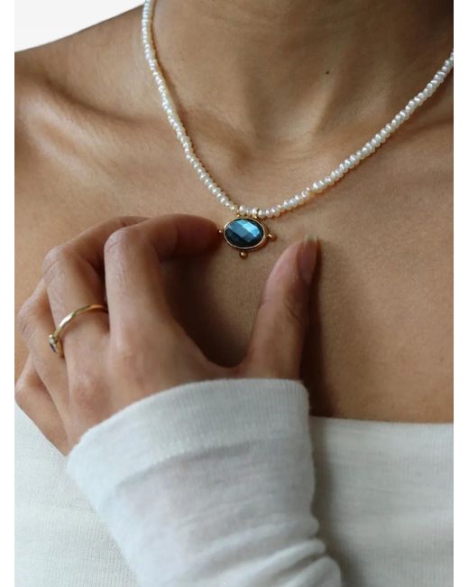 Ottoman Hands White Sorel Pearl Labradorite Necklace