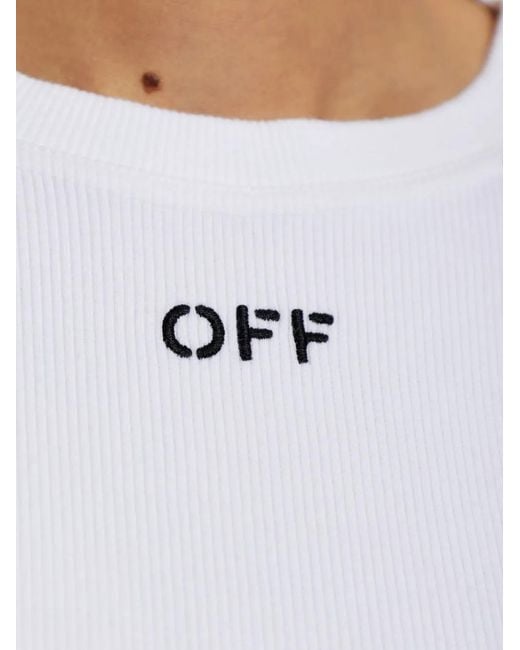 Off-White c/o Virgil Abloh White Logo-Embroidered Ribbed Top