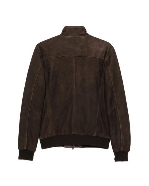 Boglioli Brown Suede High-Neck Jacket for men