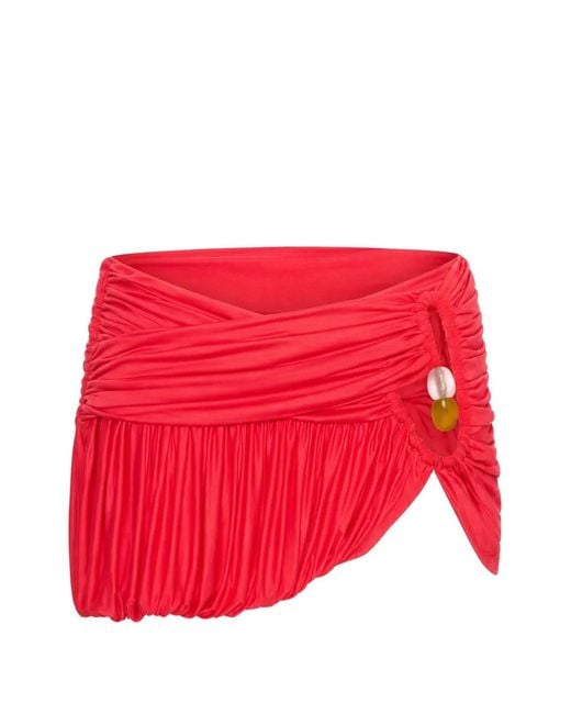 Christopher Esber Red Beach Glass Bubble Ruched Mini Skirt