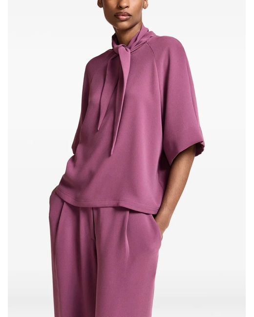 Essentiel Antwerp Purple Kassie Raglan-Sleeve Tie-Neck Blouse