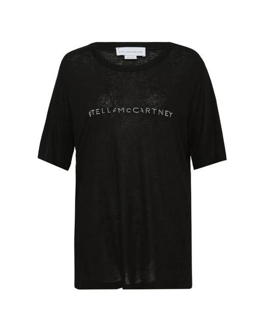 Stella McCartney Black Beads-Embellishment Logo T-Shirt
