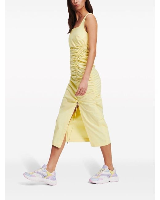 Robe en coton stretch à design drapé Karl Lagerfeld en coloris Yellow