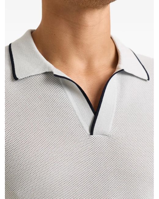 Orlebar Brown Gray Horton Piped-Trim Piqué Polo-Collar Top for men