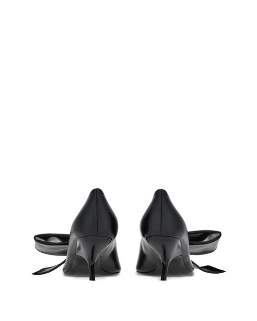 Ferragamo Black Soft Bow Leather Pumps