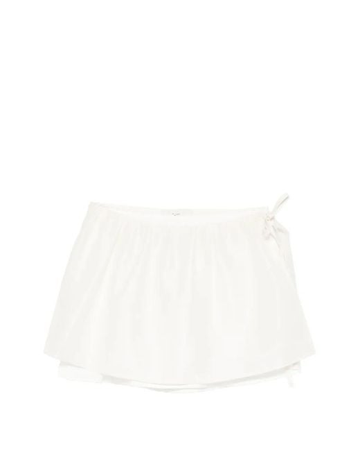 DUNST White Drawstring Layered Mini Skirt