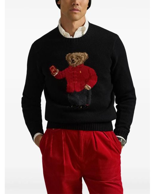 Polo Ralph Lauren Black Lunar New Year Polo Bear Sweater for men