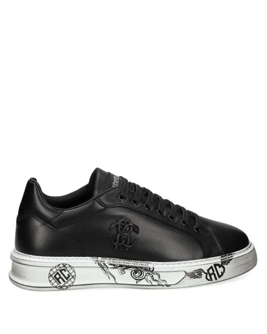 Roberto Cavalli Black Logo-Embellished Sneakers for men
