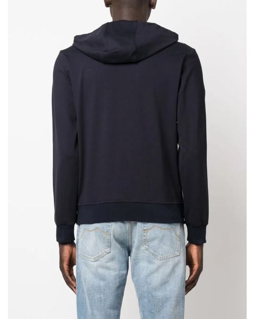 Moorer Blue Drawstring Zip-Up Hoodie for men