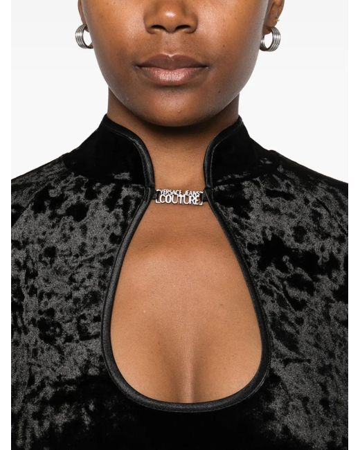 Versace Jeans Couture Black Keyhole-Neck Long-Sleeves Bodysuit
