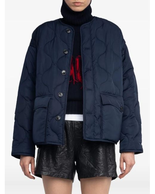 Zadig & Voltaire Blue Bunji Quilted Button-Fastening Jacket